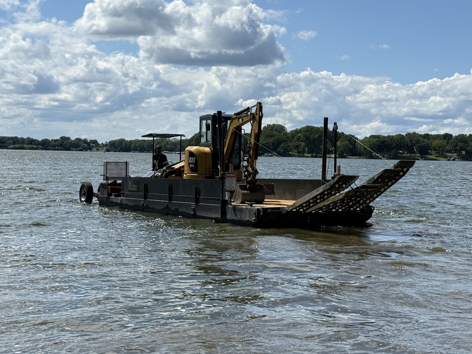 Barge on summer lake