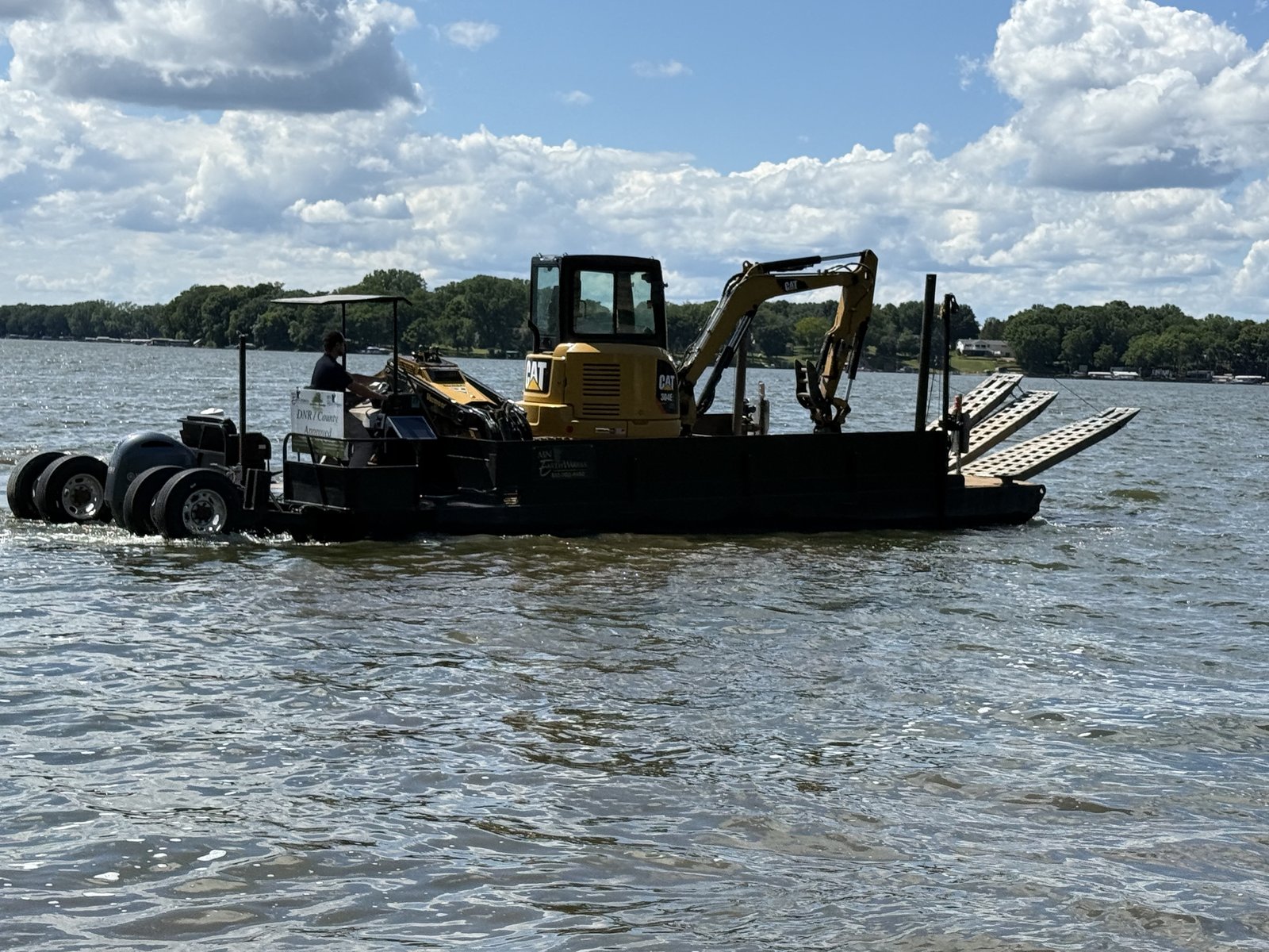 Barge operations on Minnesota lake